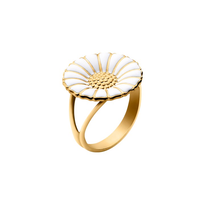 DAISY Ring WHITE ENAMEL 18 mm (Guld) i gruppen Ringe hos SCANDINAVIAN JEWELRY DESIGN (20000313)
