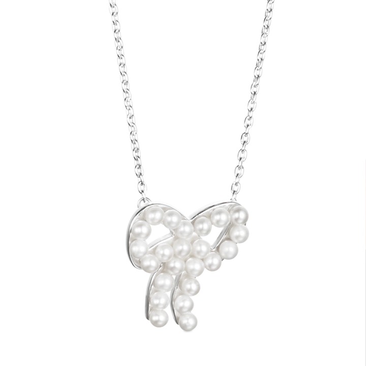 Mini Pearls Bow Halskæde Sølv 42-45 cm i gruppen Halskæde / Sølvhalskæde hos SCANDINAVIAN JEWELRY DESIGN (10-100-01603-4245)