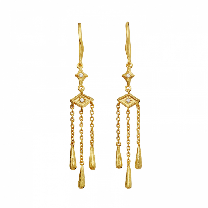 Trio Earrings Gold i gruppen Øreringe / Guldøreringe hos SCANDINAVIAN JEWELRY DESIGN (10025A)