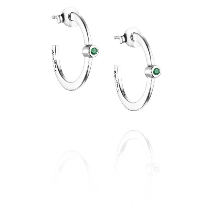 Micro Blink Hoops - Green Emerald Ørering Sølv i gruppen Øreringe / Sølvøreringe hos SCANDINAVIAN JEWELRY DESIGN (12-100-01895-0000)
