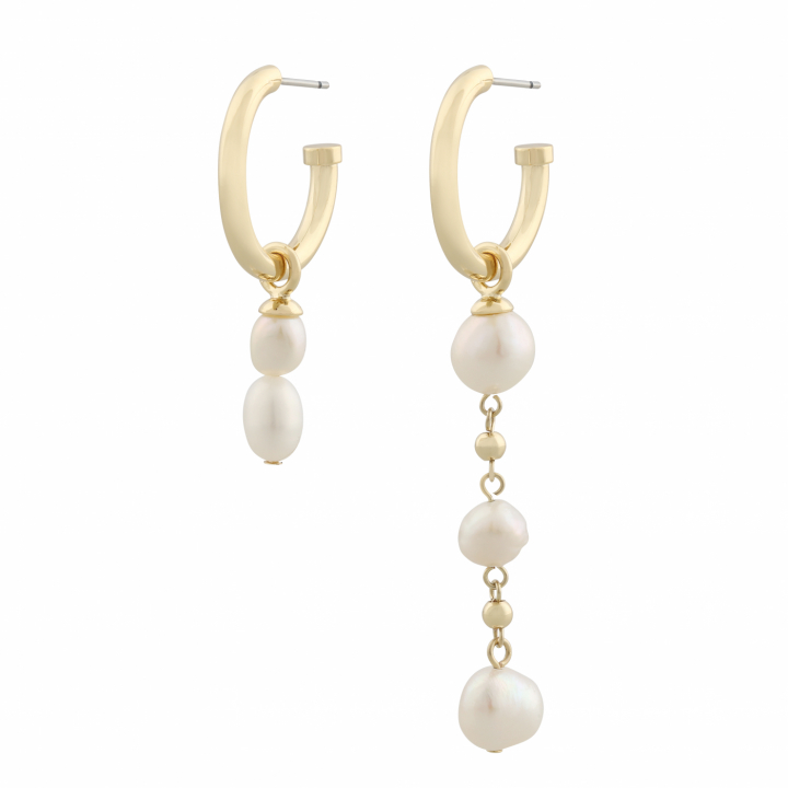 Arizona oval long ear gold white i gruppen Øreringe / Perleøreringe hos SCANDINAVIAN JEWELRY DESIGN (1267-6900-362-ONE)