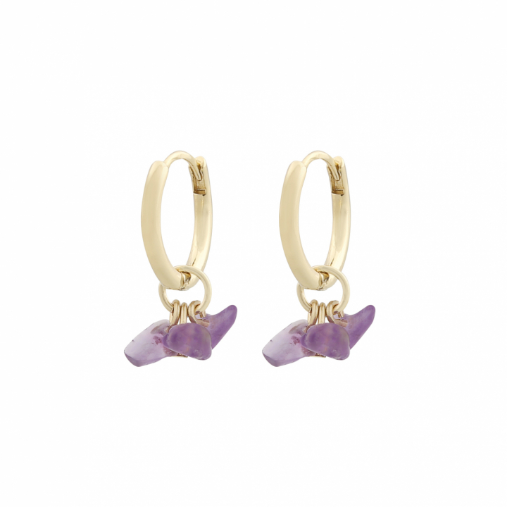 Capri ring pendant ear gold purple i gruppen Øreringe / Guldøreringe hos SCANDINAVIAN JEWELRY DESIGN (1274-6300-356-ONE)