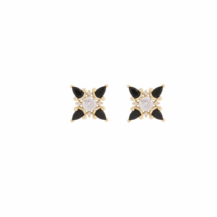 Wiz ear Gold/mix black-Onesize i gruppen Øreringe / Guldøreringe hos SCANDINAVIAN JEWELRY DESIGN (1284-6300-450-ONE)