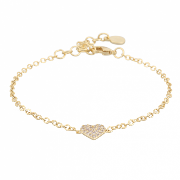 North heart chain brace Gold/clear-Onesize i gruppen Armbånd / Guldarmbånd hos SCANDINAVIAN JEWELRY DESIGN (1289-3300-251-ONE)