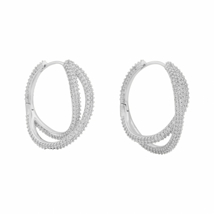 North double ring ear Sølv/clear-Onesize i gruppen Øreringe / Sølvøreringe hos SCANDINAVIAN JEWELRY DESIGN (1289-7400-012-ONE)