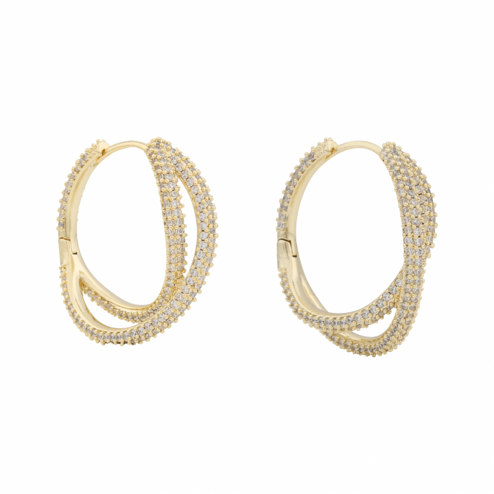 North double ring ear Gold/clear-Onesize i gruppen Øreringe / Guldøreringe hos SCANDINAVIAN JEWELRY DESIGN (1289-7400-251-ONE)