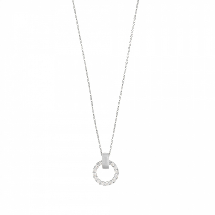 East round pendant neck 45 Sølv/clear-45 cm i gruppen Halskæde / Sølvhalskæde hos SCANDINAVIAN JEWELRY DESIGN (1290-0245-012-45)