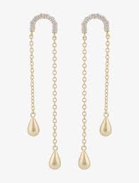 Fanny dubbel chain earrings gold i gruppen Øreringe / Guldøreringe hos SCANDINAVIAN JEWELRY DESIGN (1323-6200-251)