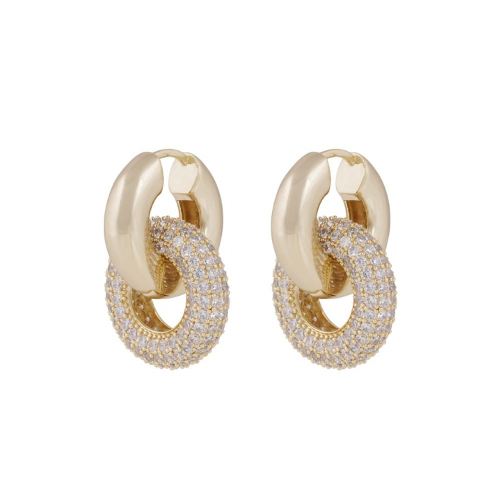 Liz double ring crystal Earrings Gold i gruppen Øreringe / Guldøreringe hos SCANDINAVIAN JEWELRY DESIGN (1359-6200-251)
