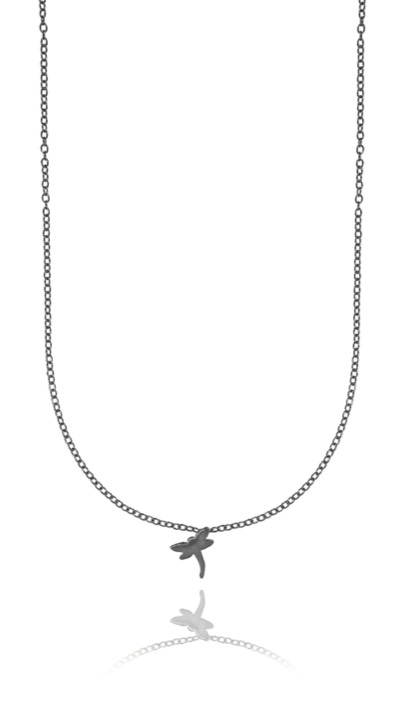 Dragonfly Halskæde Black 40-45 cm i gruppen Halskæde / Sølvhalskæde hos SCANDINAVIAN JEWELRY DESIGN (1422140005)