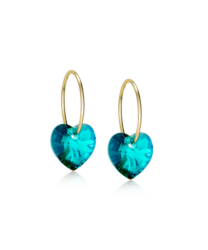 GT Ear Ring 14 mm, Heart 10 mm, Turquoise i gruppen Øreringe / Guldøreringe hos SCANDINAVIAN JEWELRY DESIGN (15-1355-11)