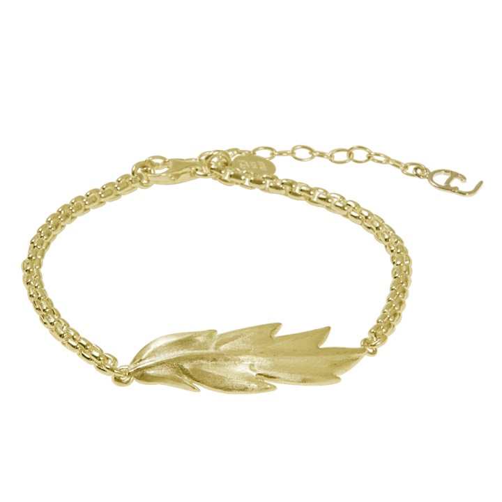 Feather/Leaf chain brace Armbånd guld i gruppen Armbånd / Guldarmbånd hos SCANDINAVIAN JEWELRY DESIGN (1524321001)