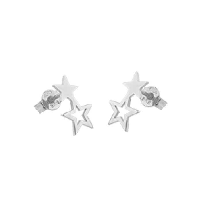 Double star Ørering Sølv i gruppen Øreringe / Sølvøreringe hos SCANDINAVIAN JEWELRY DESIGN (1711411001)