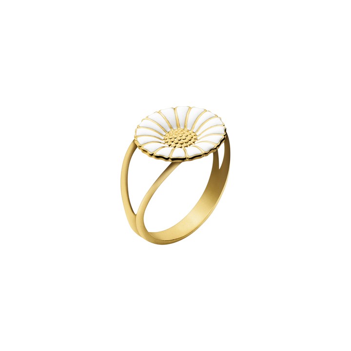 DAISY Ring WHITE ENAMEL 11 mm (Guld) i gruppen Ringe / Guldringe hos SCANDINAVIAN JEWELRY DESIGN (20000310)