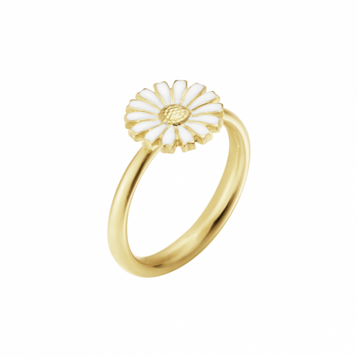 DAISY Ring gold-plated silver WHITE ENAMEL 11 MM i gruppen Ringe / Guldringe hos SCANDINAVIAN JEWELRY DESIGN (2000172100)