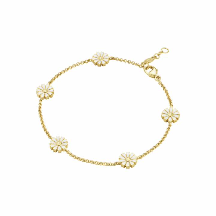 DAISY Bracelet gold-plated silver WHITE ENAMEL i gruppen Armbånd / Guldarmbånd hos SCANDINAVIAN JEWELRY DESIGN (20001724)