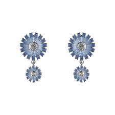 DAISY Double Earrings Silver BLUE 13 MM/8 MM i gruppen Øreringe / Sølvøreringe hos SCANDINAVIAN JEWELRY DESIGN (20001740)