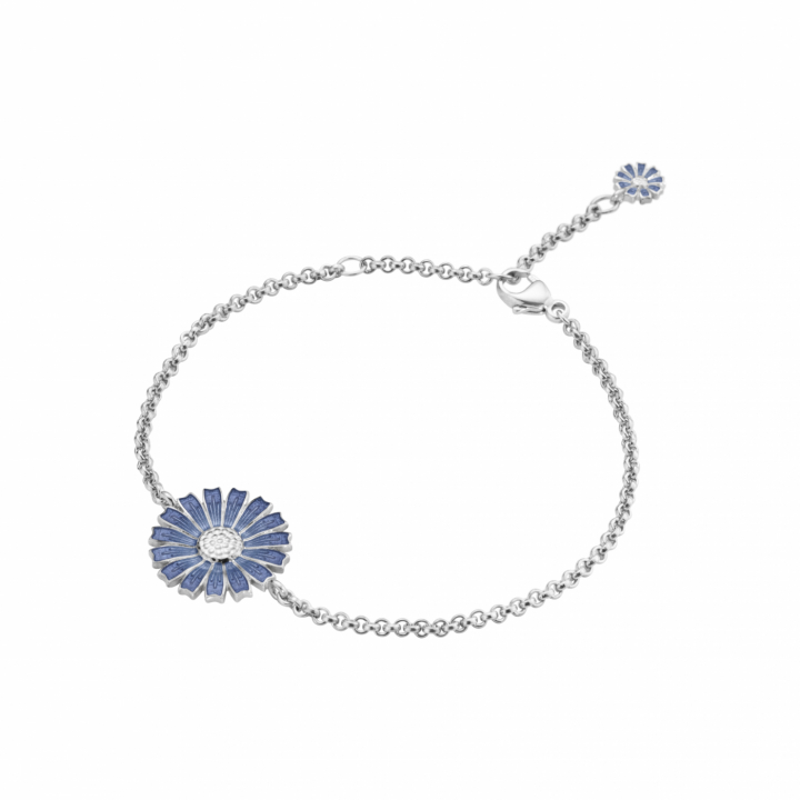 DAISY Bracelet Silver BLUE ENAMEL i gruppen Armbånd / Sølvarmbånd hos SCANDINAVIAN JEWELRY DESIGN (20001741)