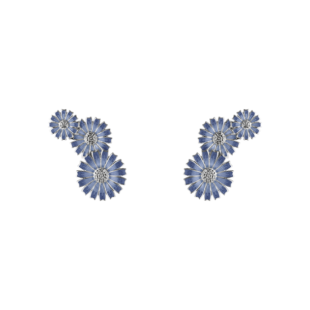 DAISY 3 FLOWER Earrings BLUE i gruppen Øreringe / Sølvøreringe hos SCANDINAVIAN JEWELRY DESIGN (20001742)