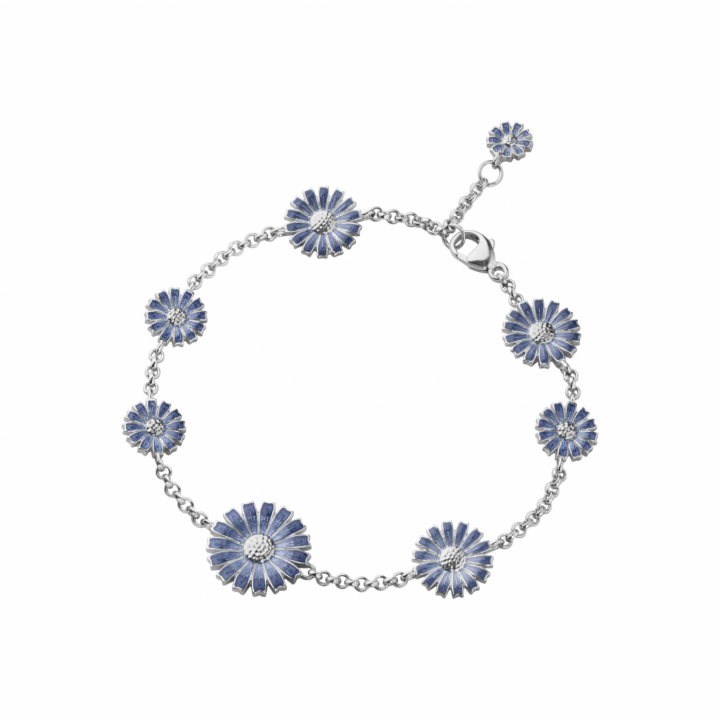 DAISY 8 FLOWER Bracelet Silver BLUE i gruppen Armbånd / Sølvarmbånd hos SCANDINAVIAN JEWELRY DESIGN (20001769)