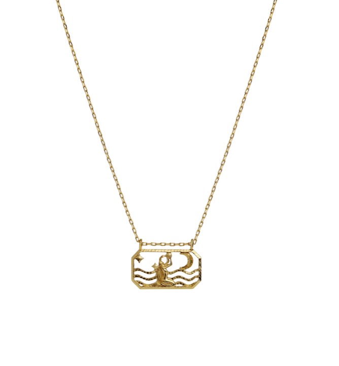 Zodiac vattumannen Halskæde (guld) 45 cm i gruppen Halskæde / Guldhalskæde hos SCANDINAVIAN JEWELRY DESIGN (2584a)