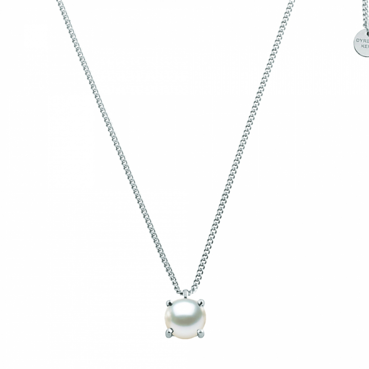 MANNY Sølv WHITE PEARL Halskæde i gruppen Halskæde / Sølvhalskæde hos SCANDINAVIAN JEWELRY DESIGN (360027)