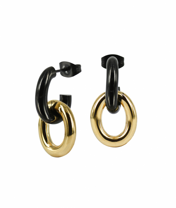 RUBY Ørering Svart/Guld i gruppen Øreringe / Guldøreringe hos SCANDINAVIAN JEWELRY DESIGN (373101)