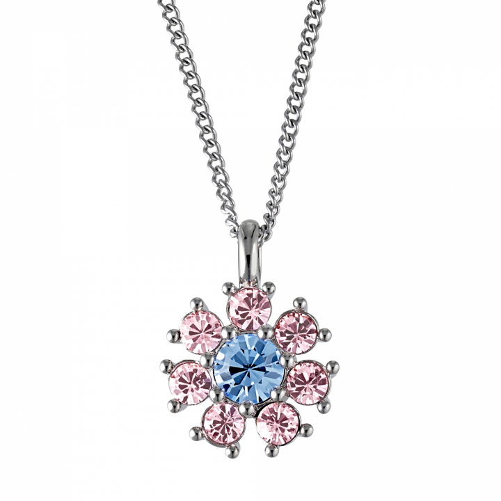 DELISE Sølv L.BLUE/ROSE i gruppen Halskæde / Sølvhalskæde hos SCANDINAVIAN JEWELRY DESIGN (440032)