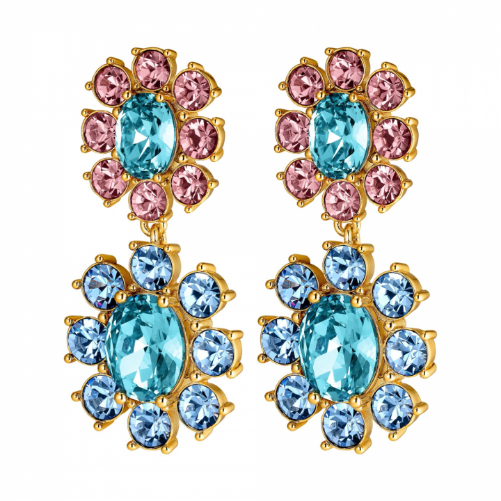 LINA Guld LIGHT BLUE/ROSE i gruppen Øreringe / Guldøreringe hos SCANDINAVIAN JEWELRY DESIGN (440062)