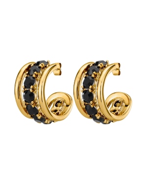 HELEN SG BLACK Earrings Gold i gruppen Øreringe / Guldøreringe hos SCANDINAVIAN JEWELRY DESIGN (450092)