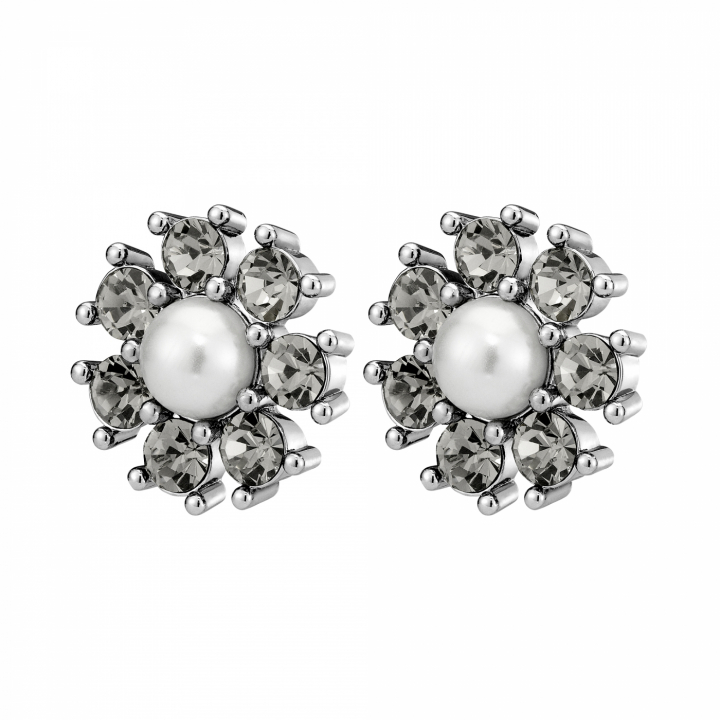 AUDE SS GREY/WHITE PEARL Earrings Silver i gruppen Øreringe hos SCANDINAVIAN JEWELRY DESIGN (450100)