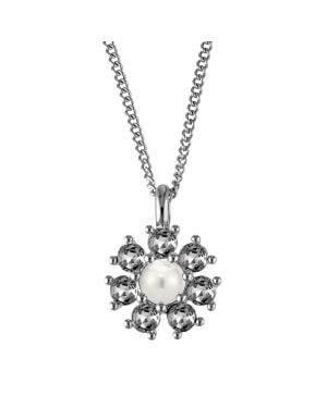 DELISE SS GREY /WHITE PEARL Necklace Silver i gruppen Halskæde / Sølvhalskæde hos SCANDINAVIAN JEWELRY DESIGN (450105)