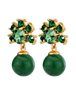 VERONICA SG EMERALD GREEN Earrings Gold i gruppen Øreringe / Guldøreringe hos SCANDINAVIAN JEWELRY DESIGN (450110)