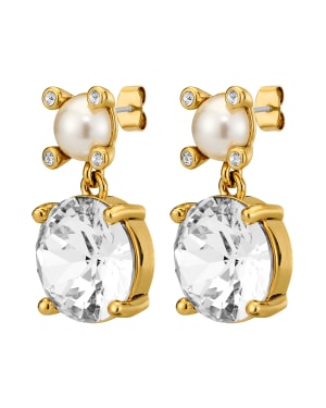 NICOLA SG CRYSTAL /WHITE PEARL Earrings Gold i gruppen Øreringe / Guldøreringe hos SCANDINAVIAN JEWELRY DESIGN (450151)