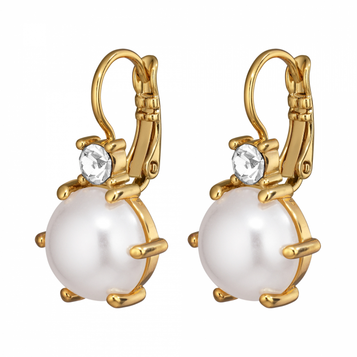 BEGONIA SG WHITE PEARL Earrings Gold i gruppen Øreringe / Perleøreringe hos SCANDINAVIAN JEWELRY DESIGN (460040)