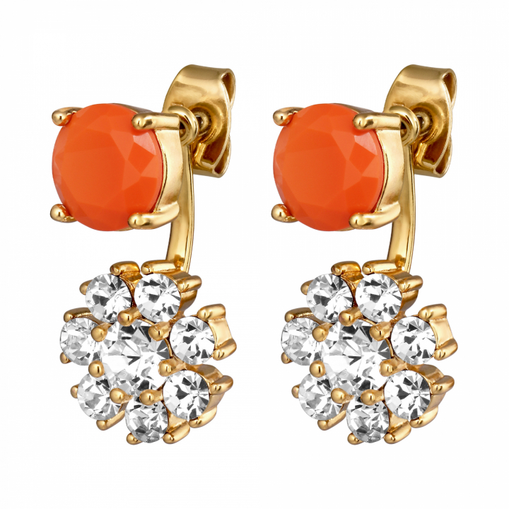 FLOSS SG CORAL / CRYSTAL Earrings Gold i gruppen Øreringe / Guldøreringe hos SCANDINAVIAN JEWELRY DESIGN (460084)