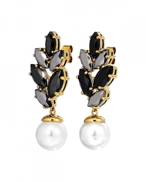 BALETE SG BLACK_WHITE PEARL EARRINGS GOLD i gruppen Øreringe / Perleøreringe hos SCANDINAVIAN JEWELRY DESIGN (470026)