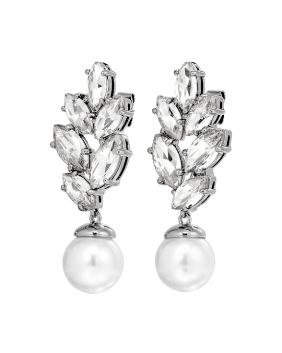BALETE SS CRYSTAL_WHITE PEARL EARRINGS SILVER i gruppen Øreringe / Perleøreringe hos SCANDINAVIAN JEWELRY DESIGN (470028)