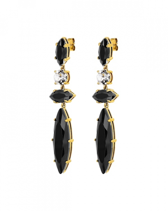 TENERE SG BLACK_CRYSTAL EARRINGS GOLD i gruppen Øreringe / Guldøreringe hos SCANDINAVIAN JEWELRY DESIGN (470031)