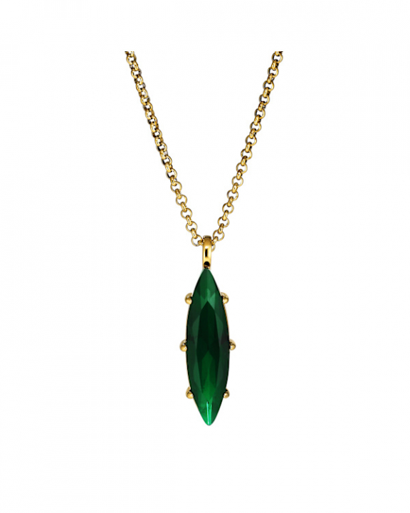 TAKESHI SG EMERALD GREEN NECKLACE GOLD i gruppen Halskæde / Guldhalskæde hos SCANDINAVIAN JEWELRY DESIGN (470042)