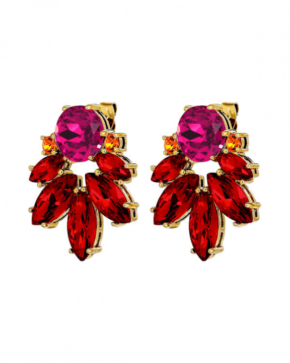 DRAGO SG RED / PINK EARRINGS GOLD i gruppen Øreringe / Guldøreringe hos SCANDINAVIAN JEWELRY DESIGN (470064)