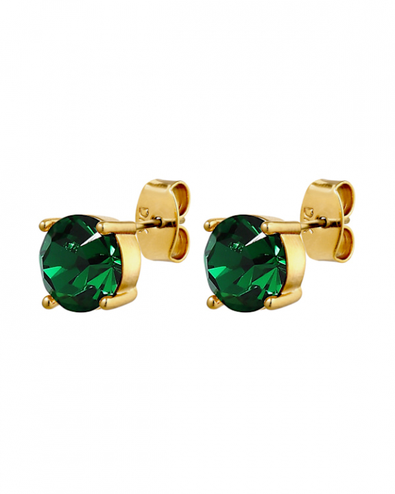 DAZE SG EMERALD GREEN EARRINGS GOLD i gruppen Øreringe / Guldøreringe hos SCANDINAVIAN JEWELRY DESIGN (470134)