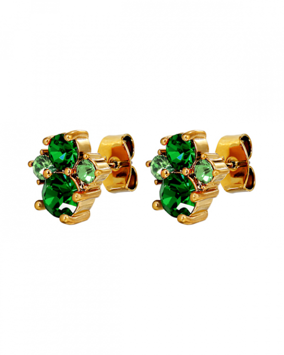BILLIS SG GREEN MIX EARRINGS GOLD i gruppen Øreringe / Guldøreringe hos SCANDINAVIAN JEWELRY DESIGN (470138)