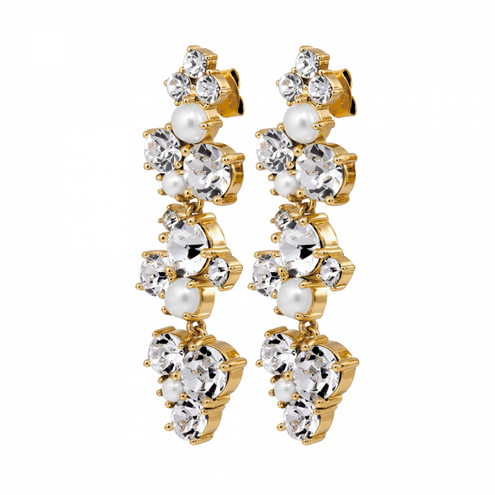 MAYHEM SG CRYSTAL / WHITE PEARL Earrings Gold i gruppen Øreringe / Perleøreringe hos SCANDINAVIAN JEWELRY DESIGN (480042)