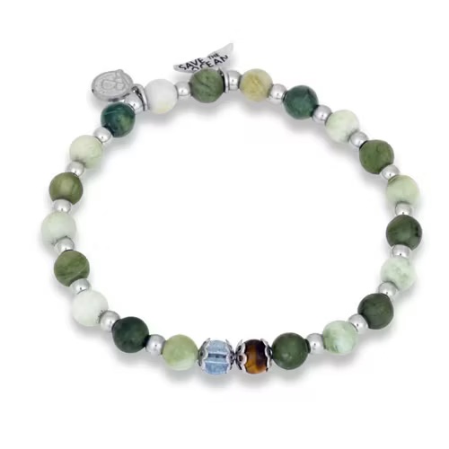 Bracelet Save The Ocean Green i gruppen Armbånd / Sølvarmbånd hos SCANDINAVIAN JEWELRY DESIGN (8474-)