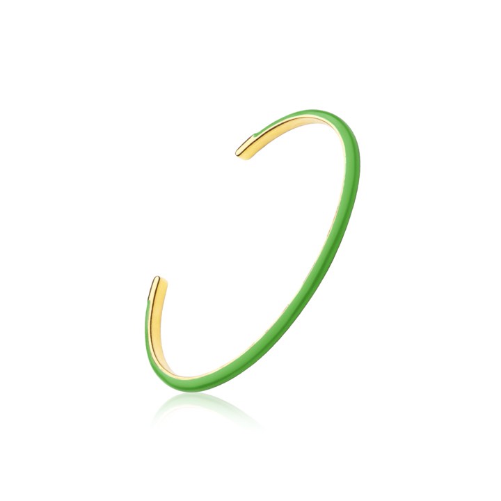 Enamel cuff green (gold) i gruppen Armbånd / Armringe hos SCANDINAVIAN JEWELRY DESIGN (B2205GPEG-OS)