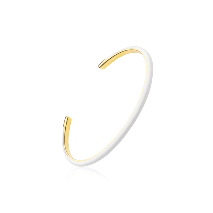 Enamel cuff white (gold) i gruppen Armbånd / Armringe hos SCANDINAVIAN JEWELRY DESIGN (B2205GPEW-OS)