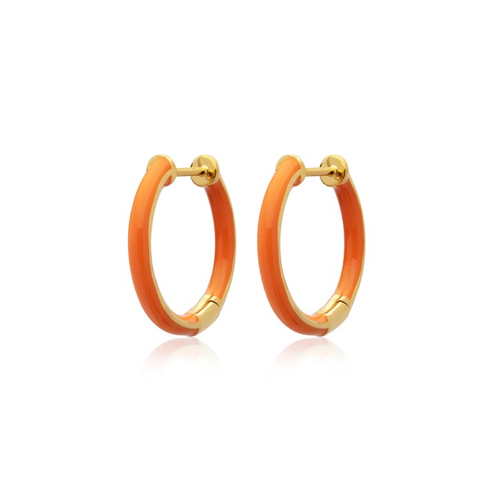 Enamel thin hoops orange (gold) i gruppen Øreringe / Guldøreringe hos SCANDINAVIAN JEWELRY DESIGN (E2150GPEO-OS)