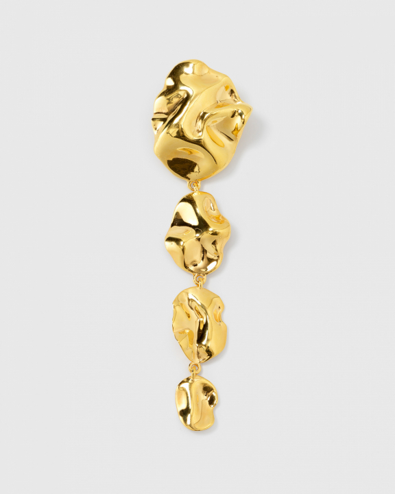 Moulded Long Single Earring Gold (one) i gruppen Øreringe / Guldøreringe hos SCANDINAVIAN JEWELRY DESIGN (EG1276)