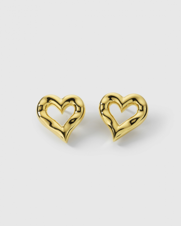Puff Heart Earrings Gold i gruppen Øreringe / Guldøreringe hos SCANDINAVIAN JEWELRY DESIGN (EG1299)